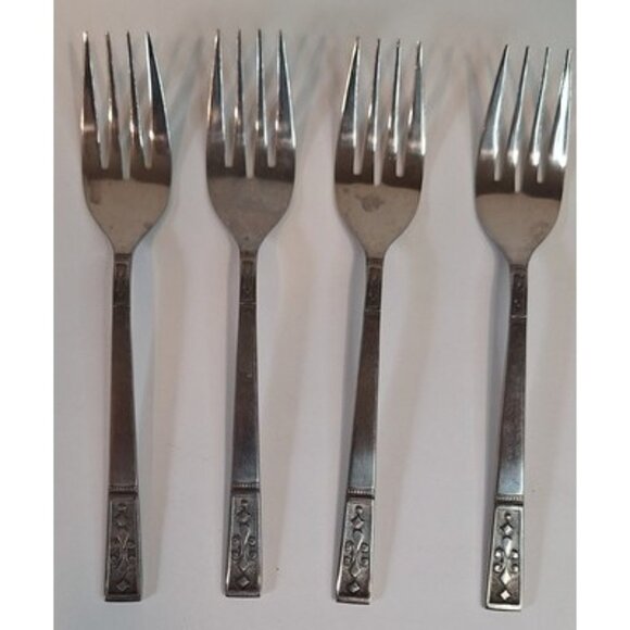 OXH69 Oxford Hall Fleur De Lis Japan Salad Fork Lot 4 Flatware - Picture 1 of 11
